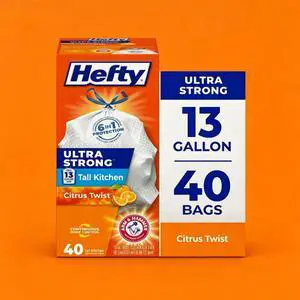 ICUTE-Hefty Ultra Strong 13 Gallon Trash Bags, Tall Kitchen Trash Bags, White, Citrus Twist Scent, 40 Bags ICUTE-Hefty Ultra Strong 13 Gallon Trash Bags, Tall Kitchen Trash Bags, White, Citrus Twist Scent, 40 Bags