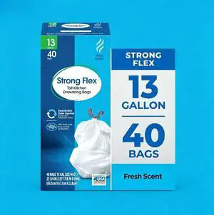 ICUTE-Great Value Strong Flex 13-Gallon Drawstring Tall Kitchen Trash Bags, Fresh Scent, 40 Bags ICUTE-Great Value Strong Flex 13-Gallon Drawstring Tall Kitchen Trash Bags, Fresh Scent, 40 Bags