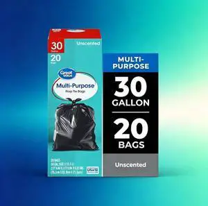 ICUTE-Great Value 30-Gallon Large Flap Tie Trash Bags, 20 Bags ICUTE-Great Value 30-Gallon Large Flap Tie Trash Bags, 20 Bags