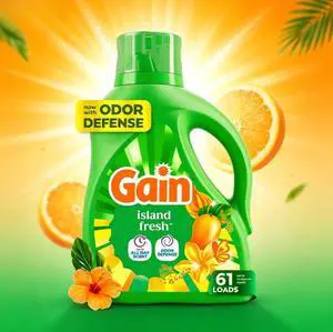 HOT-BLUE-Gain Laundry Detergent Liquid, Now with Odor Defense, Island Fresh Scent, 81 Fl oz, 61 Loads HOT-BLUE-Gain Laundry Detergent Liquid, Now with Odor Defense, Island Fresh Scent, 81 Fl oz, 61 Loads