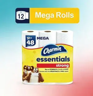 ICUTE-Charmin Essentials Strong Toilet Paper 12 Mega Rolls, 429 Sheets Per Roll ICUTE-Charmin Essentials Strong Toilet Paper 12 Mega Rolls, 429 Sheets Per Roll