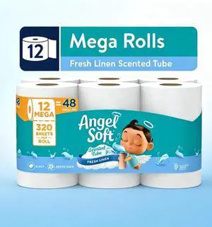 ICUTE-Angel Soft 2-Ply Toilet Paper, Fresh Linen Scented Tube, 12 Mega Rolls, 320 Sheets per Roll ICUTE-Angel Soft 2-Ply Toilet Paper, Fresh Linen Scented Tube, 12 Mega Rolls, 320 Sheets per Roll