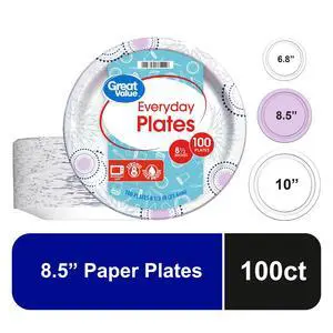 ICUTE-Great Value 8.5 Inch Disposable Paper Plates, 100 Count, Soak-Proof and Microwave Safe ICUTE-Great Value 8.5 Inch Disposable Paper Plates, 100 Count, Soak-Proof and Microwave Safe