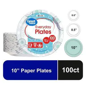 ICUTE-Great Value Disposable Paper Plates, 10 in, 100 Count ICUTE-Great Value Disposable Paper Plates, 10 in, 100 Count