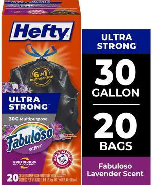 ICUTE-Hefty Ultra Strong 30 Gallon Trash Bags, Black Large Trash Bags, Fabuloso Scent, 20 Bags ICUTE-Hefty Ultra Strong 30 Gallon Trash Bags, Black Large Trash Bags, Fabuloso Scent, 20 Bags