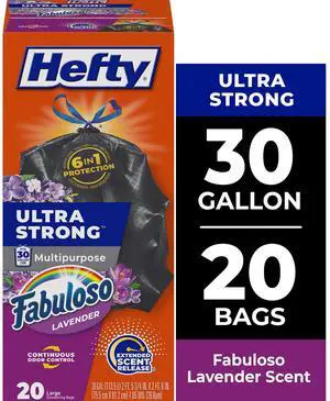 ICUTE-Hefty Ultra Strong 30 Gallon Trash Bags, Black Large Trash Bags, Fabuloso Scent, 20 Bags ICUTE-Hefty Ultra Strong 30 Gallon Trash Bags, Black Large Trash Bags, Fabuloso Scent, 20 Bags