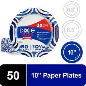 ICUTE-Dixie Ultra Disposable Paper Plates, 10", Multi-Color, 50 Count ICUTE-Dixie Ultra Disposable Paper Plates, 10", Multi-Color, 50 Count
