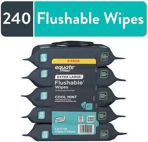 ICUTE-Equate Extra Large Flushable Wet Wipes, Mint, 240 Wipes (5 Pack) ICUTE-Equate Extra Large Flushable Wet Wipes, Mint, 240 Wipes (5 Pack)