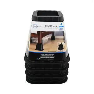 ICUTE-Mainstays Black Plastic Bed Risers to Raise Your Bed for Storage, 4 Pack, 6.50 in x 6.50 in x 6 in ICUTE-Mainstays Black Plastic Bed Risers to Raise Your Bed for Storage, 4 Pack, 6.50 in x 6.50 in x 6 in
