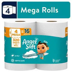 ICUTE-Angel Soft 2-Ply Toilet Paper, 4 Mega Rolls, 320 Sheets per Roll ICUTE-Angel Soft 2-Ply Toilet Paper, 4 Mega Rolls, 320 Sheets per Roll