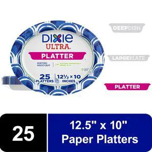 ICUTE-Dixie Ultra Platter Disposable Paper Plates, 12.5"x10", Multi-Color, 25 Count ICUTE-Dixie Ultra Platter Disposable Paper Plates, 12.5"x10", Multi-Color, 25 Count