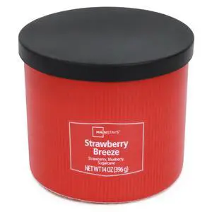ICUTE-Mainstays Textured Wrap Strawberry Breeze 3-Wick Candle, 14 oz ICUTE-Mainstays Textured Wrap Strawberry Breeze 3-Wick Candle, 14 oz