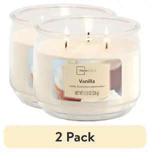 ICUTE-(2 pack) Mainstays 3-Wick Scented Glass Jar Candle, Vanilla, 11.5 oz ICUTE-(2 pack) Mainstays 3-Wick Scented Glass Jar Candle, Vanilla, 11.5 oz