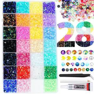 22000PCS Resin Rhinestones for Crafting, 28 Multicolor Mixed 3mm 4mm 5mm Non-Hotfix Stones, Bulk Colorful Jelly AB Bedazzling Gems with B7000 Glue for DIY Crafts for DIY Art 22000PCS Resin Rhinestones for Crafting, 28 Multicolor Mixed 3mm 4mm 5mm Non-Hotfix Stones, Bulk Colorful Jelly AB Bedazzling Gems with B7000 Glue for DIY Crafts for DIY Art
