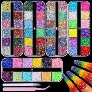 20000pcs 2mm Sparkling Crystal Nail Rhinestones Pearls Kit, 5 Boxes Flatback Multicolor Transparent Jelly AB Mermaid Gems with Pick Up Pen and Tweezers for Manicure Salon & Craft DIY Designs (2mm) 20000pcs 2mm Sparkling Crystal Nail Rhinestones Pearls Kit, 5 Boxes Flatback Multicolor Transparent Jelly AB Mermaid Gems with Pick Up Pen and Tweezers for Manicure Salon & Craft DIY Designs (2mm)