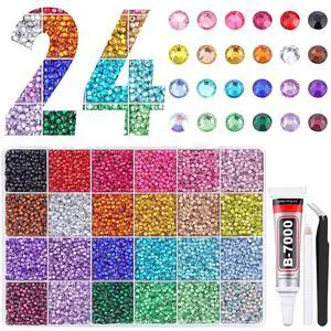 24000Pcs Resin Rhinestones for Bedazzling with Tweezers, Multicolor 3mm Rhinestones for Crafting with B7000 Jewelry Glue for DIY Crafts Clothing Tumblers Shoes Fabric Nail Art 24000Pcs Resin Rhinestones for Bedazzling with Tweezers, Multicolor 3mm Rhinestones for Crafting with B7000 Jewelry Glue for DIY Crafts Clothing Tumblers Shoes Fabric Nail Art