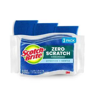 Scotch-Brite Zero Scratch Scrub Sponge, 3 Pack | Kitchen Sponges for Cleaning Home, Bathroom, Effective + Gentle Dish Scrubber, Safe on Nonstick surfaces Scotch-Brite Zero Scratch Scrub Sponge, 3 Pack | Kitchen Sponges for Cleaning Home, Bathroom, Effective + Gentle Dish Scrubber, Safe on Nonstick surfaces