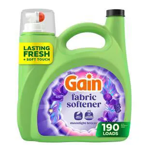 Gain Liquid Laundry Fabric Softener and Conditioner, Moonlight Breeze Scent, 140 fl oz, 190 Loads Gain Liquid Laundry Fabric Softener and Conditioner, Moonlight Breeze Scent, 140 fl oz, 190 Loads