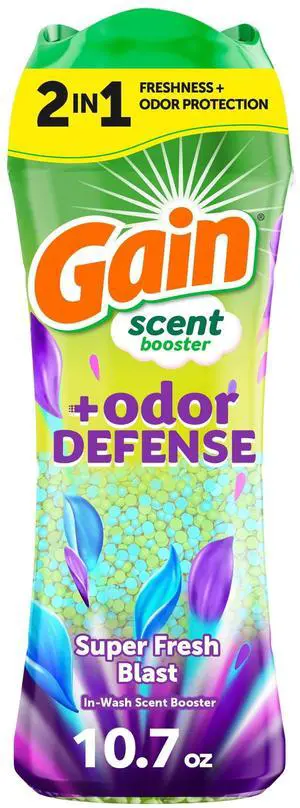 Gain Laundry Scent Beads, Odor Defense 2-in-1 In-Wash Scent Booster, Super Fresh Blast Scent, 10.7 oz Gain Laundry Scent Beads, Odor Defense 2-in-1 In-Wash Scent Booster, Super Fresh Blast Scent, 10.7 oz