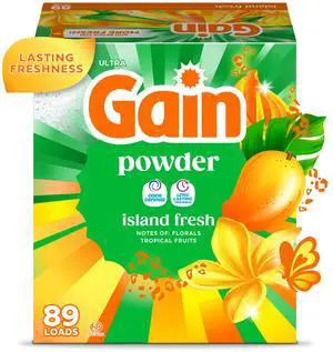 Gain Powder Laundry Detergent, Island Fresh Scent, 82 oz, 89 Loads Gain Powder Laundry Detergent, Island Fresh Scent, 82 oz, 89 Loads