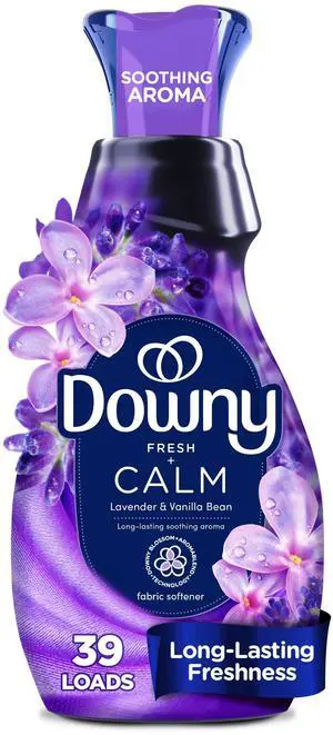 Downy Ultra Soft Fabric Softener Liquid, Calm, Lavender and Vanilla Bean, 26 fl oz, 39 Loads Downy Ultra Soft Fabric Softener Liquid, Calm, Lavender and Vanilla Bean, 26 fl oz, 39 Loads