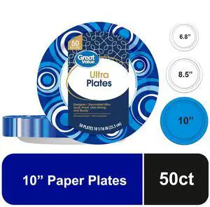 Great Value Ultra Paper Plates, 10 in, 50 Count Great Value Ultra Paper Plates, 10 in, 50 Count