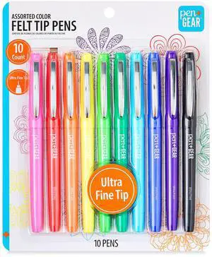 Pen+Gear Felt Tip Pens, Ultra Fine Point, Assorted Ink Colors, 10 Count Pen+Gear Felt Tip Pens, Ultra Fine Point, Assorted Ink Colors, 10 Count