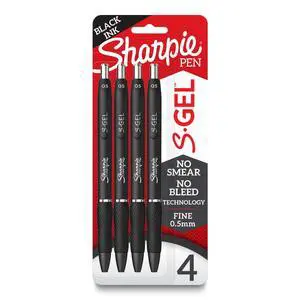 Sharpie S-Gel Pens 0.5 mm Pen Point Size, Black Gel-based Ink, 4-Pack Sharpie S-Gel Pens 0.5 mm Pen Point Size, Black Gel-based Ink, 4-Pack