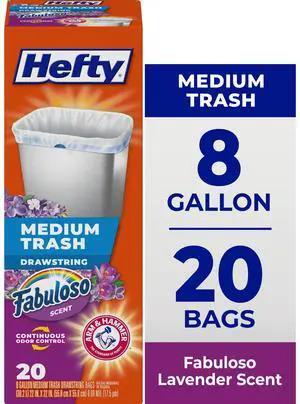 Hefty Medium Trash Bags, Fabuloso Scent, 8 Gallon, 20 Count Hefty Medium Trash Bags, Fabuloso Scent, 8 Gallon, 20 Count
