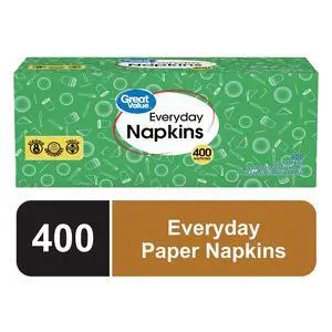 Great Value Everyday Paper Napkins, White, 400 Count, 1-Ply Disposable Great Value Everyday Paper Napkins, White, 400 Count, 1-Ply Disposable