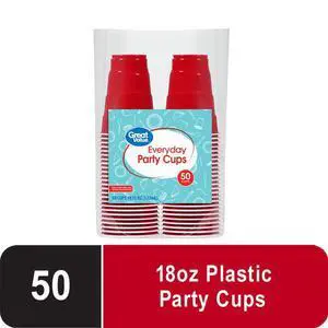 Great Value Red Disposable Plastic Party Cups, 18 oz, 50 Count Great Value Red Disposable Plastic Party Cups, 18 oz, 50 Count