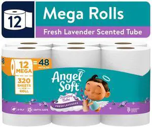 Angel Soft 2-Ply Toilet Paper, Fresh Lavender, 12 Rolls Angel Soft 2-Ply Toilet Paper, Fresh Lavender, 12 Rolls