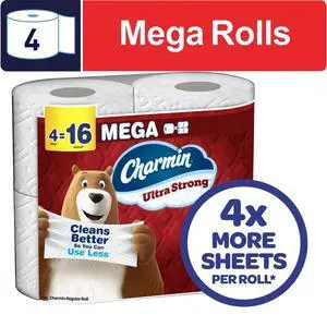 Charmin Ultra Strong Toilet Paper 4 Mega Rolls, 220 Sheets Per Roll Charmin Ultra Strong Toilet Paper 4 Mega Rolls, 220 Sheets Per Roll