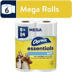 Charmin Essentials Soft Toilet Paper 6 Mega Rolls, 330 Sheets Per Roll Charmin Essentials Soft Toilet Paper 6 Mega Rolls, 330 Sheets Per Roll