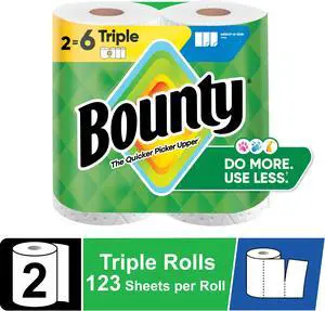 Bounty Paper Towels Select-A-Size White, 2 Triple Rolls, 123 Sheets per Roll Bounty Paper Towels Select-A-Size White, 2 Triple Rolls, 123 Sheets per Roll