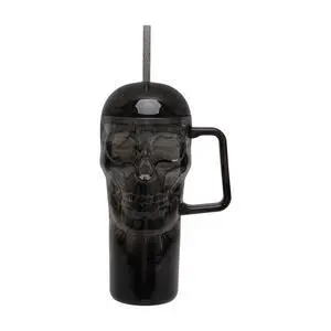 Way To Celebrate 30 oz Acrylic Skull Tumbler with Straw and Handle, Black Swirl Way To Celebrate 30 oz Acrylic Skull Tumbler with Straw and Handle, Black Swirl