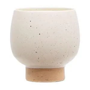 Mainstays 5.5 in Cream Speckle Ceramic Indoor Planter with Tan Base Mainstays 5.5 in Cream Speckle Ceramic Indoor Planter with Tan Base