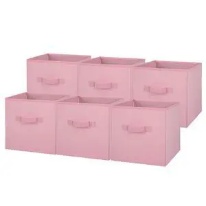 Mainstays Collapsible Cube Fabric Storage Bins, Pink Puff, 6 Pack Mainstays Collapsible Cube Fabric Storage Bins, Pink Puff, 6 Pack