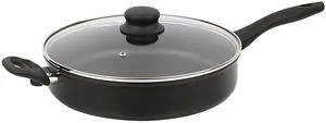 Mainstays 4 qt 28 cm Nonstick Jumbo Cooker Frying Pan with Glass Lid, Black Mainstays 4 qt 28 cm Nonstick Jumbo Cooker Frying Pan with Glass Lid, Black