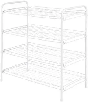 Mainstays Steel Wire Shoe Organizer, 4-Tiers, 12 Shoe Pair Capacity, Durable Shoe Rack, White Mainstays Steel Wire Shoe Organizer, 4-Tiers, 12 Shoe Pair Capacity, Durable Shoe Rack, White