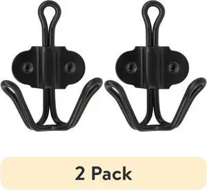 (2 pack) Mainstays Double Prong Metal Wall Mounted Coat and Hat Hook, Matte Black (2 pack) Mainstays Double Prong Metal Wall Mounted Coat and Hat Hook, Matte Black
