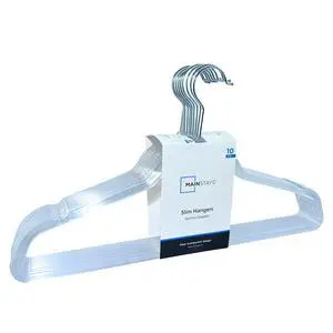 Mainstays Plastic Clothes Hangers, Slim Swivel Hook, Clear, 10 Pack Mainstays Plastic Clothes Hangers, Slim Swivel Hook, Clear, 10 Pack