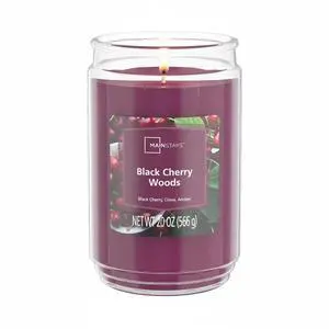 Mainstays Black Cherry Woods Single-Wick Scented Glass Jar Candle, 20 oz Mainstays Black Cherry Woods Single-Wick Scented Glass Jar Candle, 20 oz