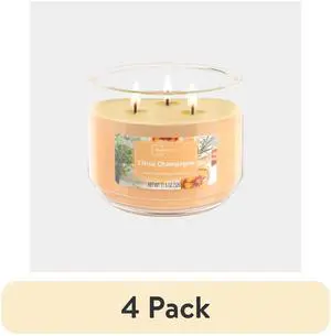 (4 pack) Mainstays 3-Wick Scented Glass Jar Candle, Citrus Champagne, 11.5 oz (4 pack) Mainstays 3-Wick Scented Glass Jar Candle, Citrus Champagne, 11.5 oz