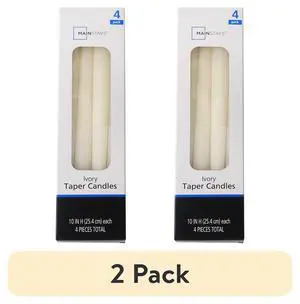 (2 pack) Mainstays 10 in Unscented Ivory Taper Candles, 4 Pack (2 pack) Mainstays 10 in Unscented Ivory Taper Candles, 4 Pack