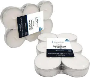 Mainstays White Unscented Indoor/Outdoor Oversized Tealight Candles,6 Count Mainstays White Unscented Indoor/Outdoor Oversized Tealight Candles,6 Count
