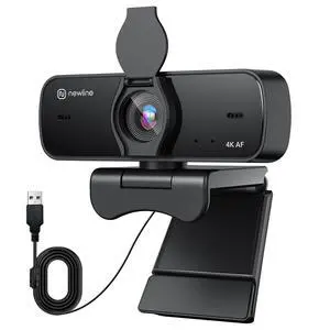 4K Webcam for PC with Dual Microphones, Autofocus USB Camera with Privacy Cover and Auto Light Correction, Plug and Play for Laptop, Mac, Zoom, Teams, Video Calls and Streaming 4K Webcam for PC with Dual Microphones, Autofocus USB Camera with Privacy Cover and Auto Light Correction, Plug and Play for Laptop, Mac, Zoom, Teams, Video Calls and Streaming