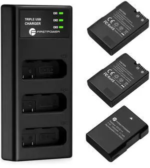 FirstPower EN-EL14/EN-EL14a Battery 3Pcs with Triple Slot Charger for Nikon FirstPower EN-EL14/EN-EL14a Battery 3Pcs with Triple Slot Charger for Nikon