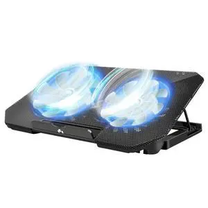 Laptop Cooling Pad, Cooler Pad Chill Mat 2 Quiet Fans LED Lights and 2 USB Ports 5 Height & with Adjustable Speed Mounts Metal Mesh Design, for 9"-17" Laptops(Black) Laptop Cooling Pad, Cooler Pad Chill Mat 2 Quiet Fans LED Lights and 2 USB Ports 5 Height & with Adjustable Speed Mounts Metal Mesh Design, for 9"-17" Laptops(Black)