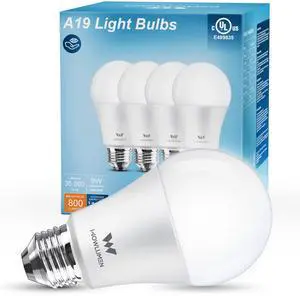 A19 LED Light Bulb, 9W E26 Lighting Bulbs(60 Watt Equivalent),5000K Cool White, 800LM Standard Base for Kitchen, Living Room, Corridor, Office, UL Listed, 4 Packs A19 LED Light Bulb, 9W E26 Lighting Bulbs(60 Watt Equivalent),5000K Cool White, 800LM Standard Base for Kitchen, Living Room, Corridor, Office, UL Listed, 4 Packs